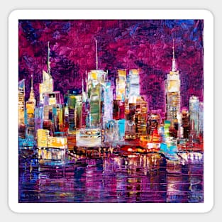 Purple Sky Over New York City Sticker